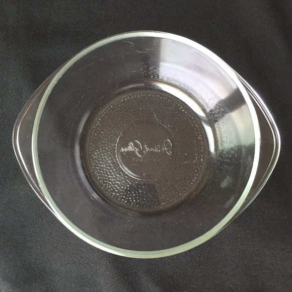 Inland Glass Serving Mixing Bowl Clear Pressed Textured Base Handles Vintage - Picture 2 of 12